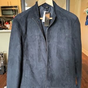 NWT Banana Republic S Navy Blue Vegan Suede Bomber